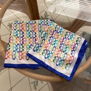2 Coach rainbow logo square scarves